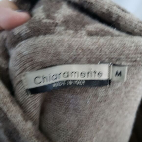 Chiaramente Italian Wool Blend Tan and Animal Print Wrap style Cardigan sz M - Picture 4 of 6